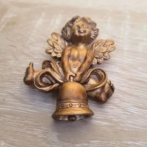 Bell Ringing Angel Vintage | Jewelry | Vintage Bronze Tone Cherub Bell Ringing Angel ...